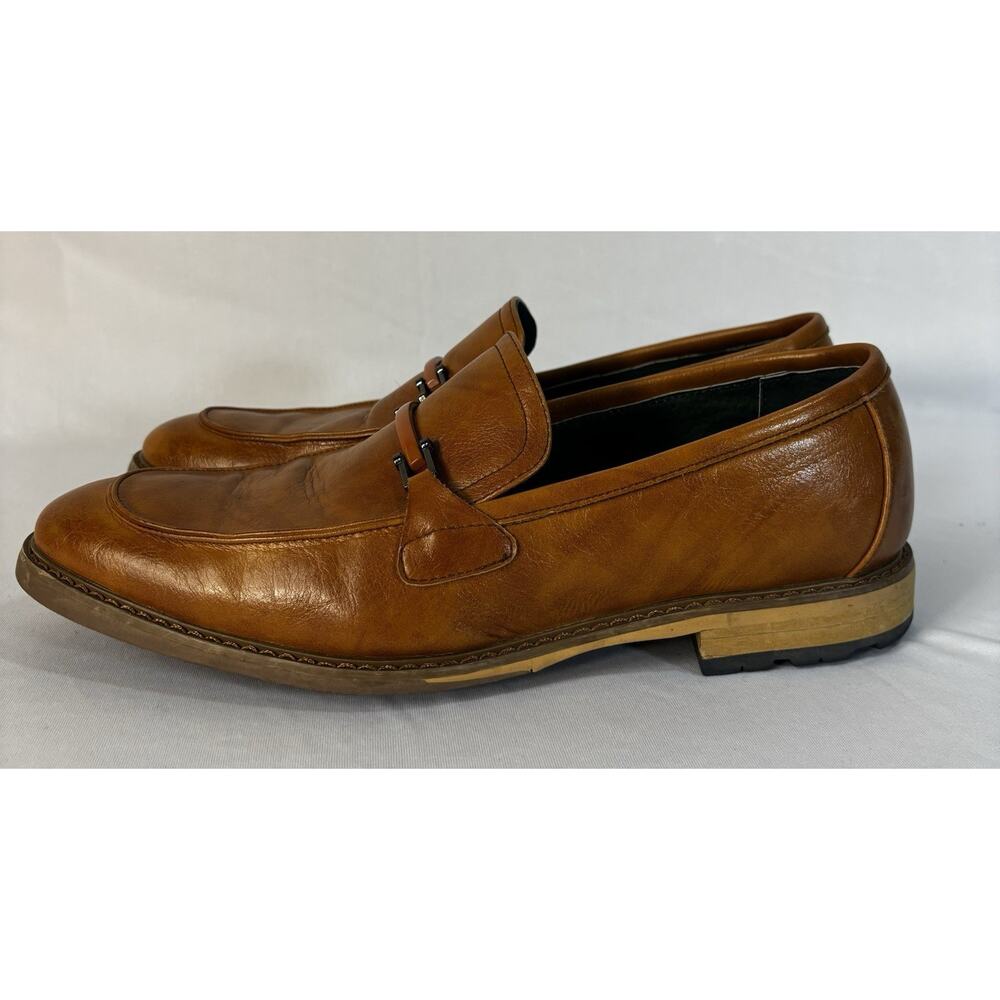 Todd Welsh Brown Faux Leather Horsebit Dress Loafers Shoes Size 10.5D